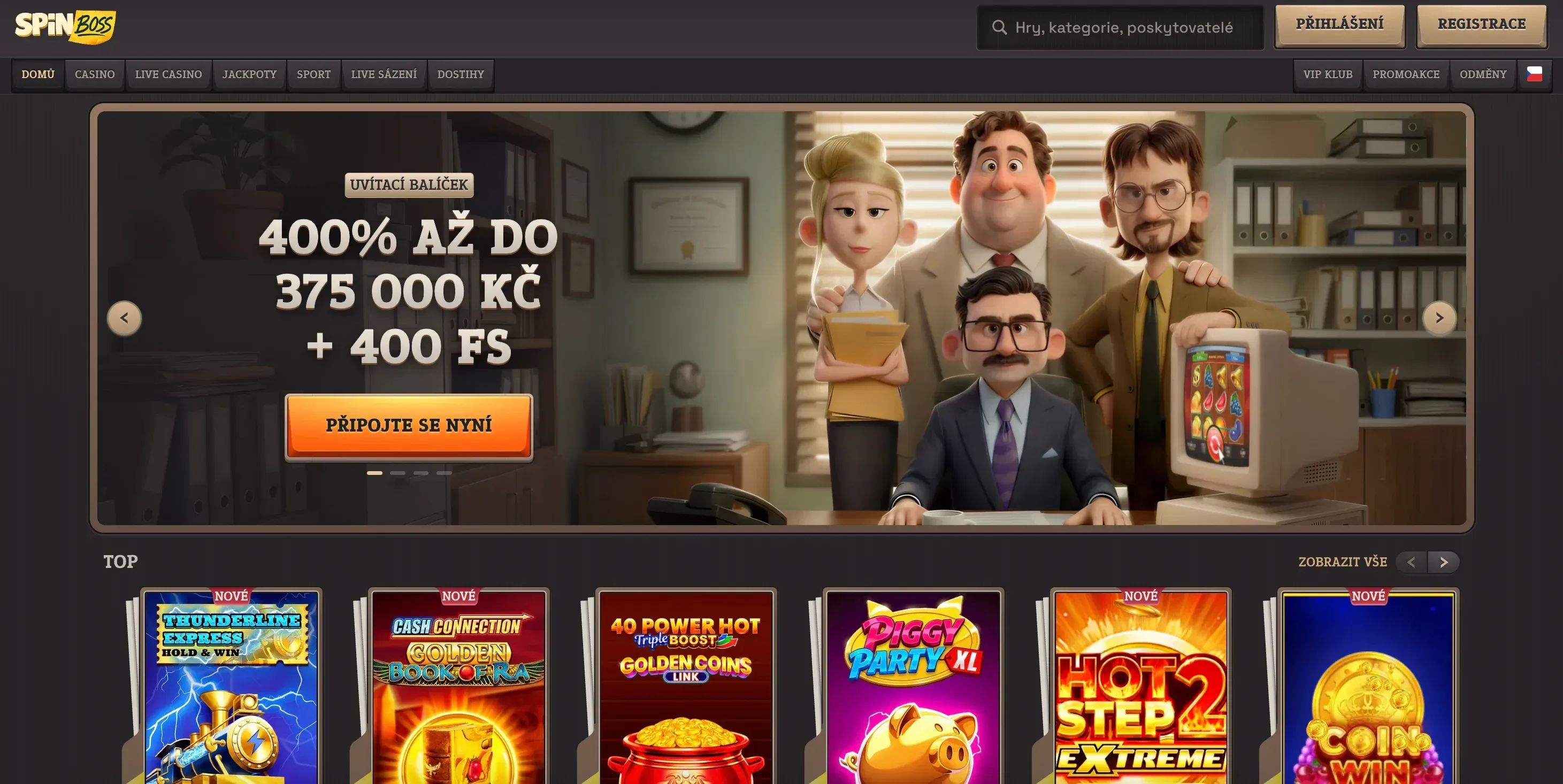 Domovská stránka Spinboss casino